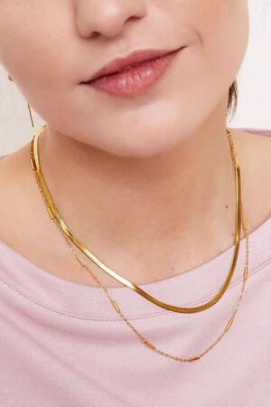 Collar de acero inoxidable con doble cadena Oro h5 Imagen3